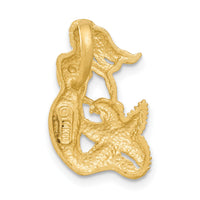 14k Satin Diamond-cut Open-Backed Mermaid Pendant-C2529
