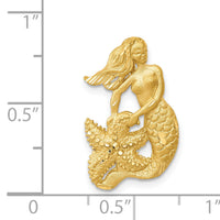 14k Satin Diamond-cut Open-Backed Mermaid Pendant-C2529