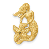 14k Satin Diamond-cut Open-Backed Mermaid Pendant-C2529