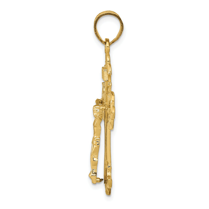 14k INRI Fleur De Lis Crucifix Pendant-C253