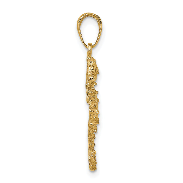 14k Polished Open-Backed Seahorse Pendant-C2532
