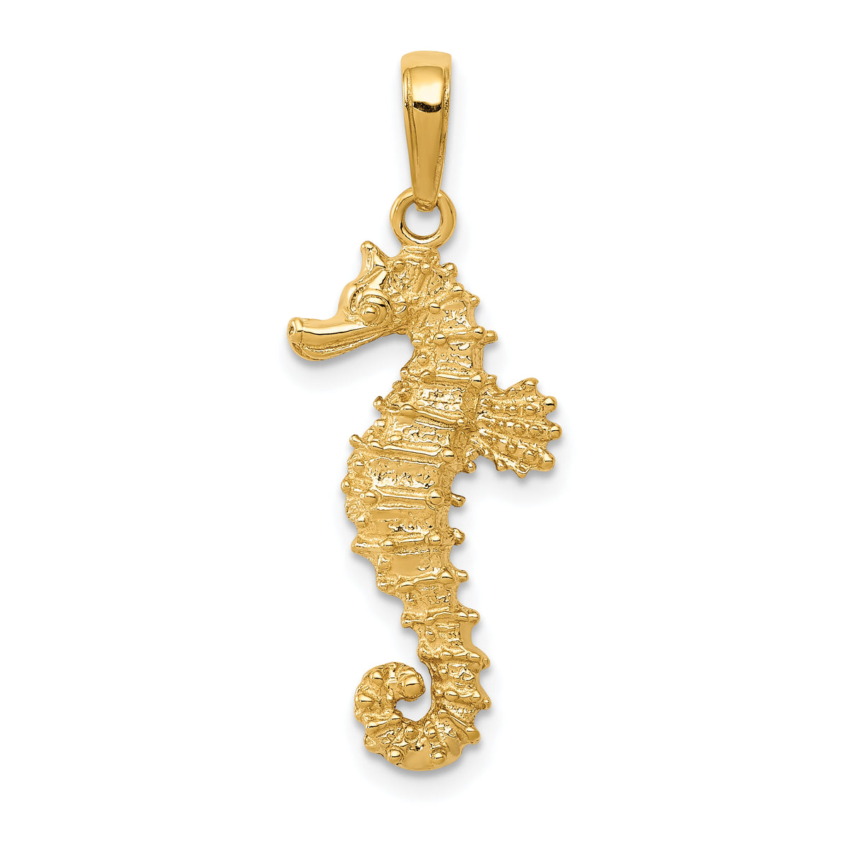 14k Polished Open-Backed Seahorse Pendant-C2532