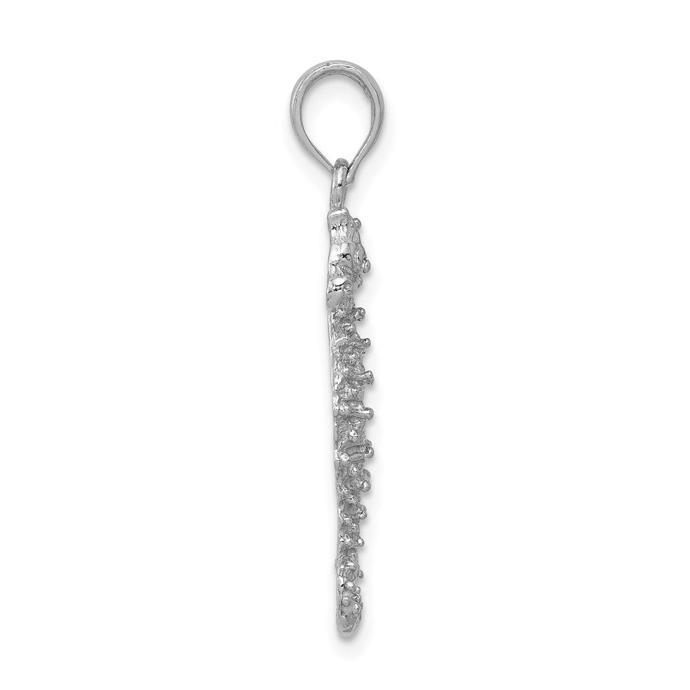 14k White Gold Polished Open-Backed Seahorse Pendant-C2532W