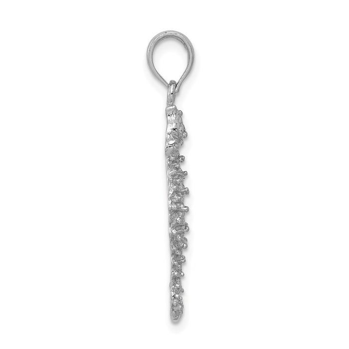 14k White Gold Polished Open-Backed Seahorse Pendant-C2532W
