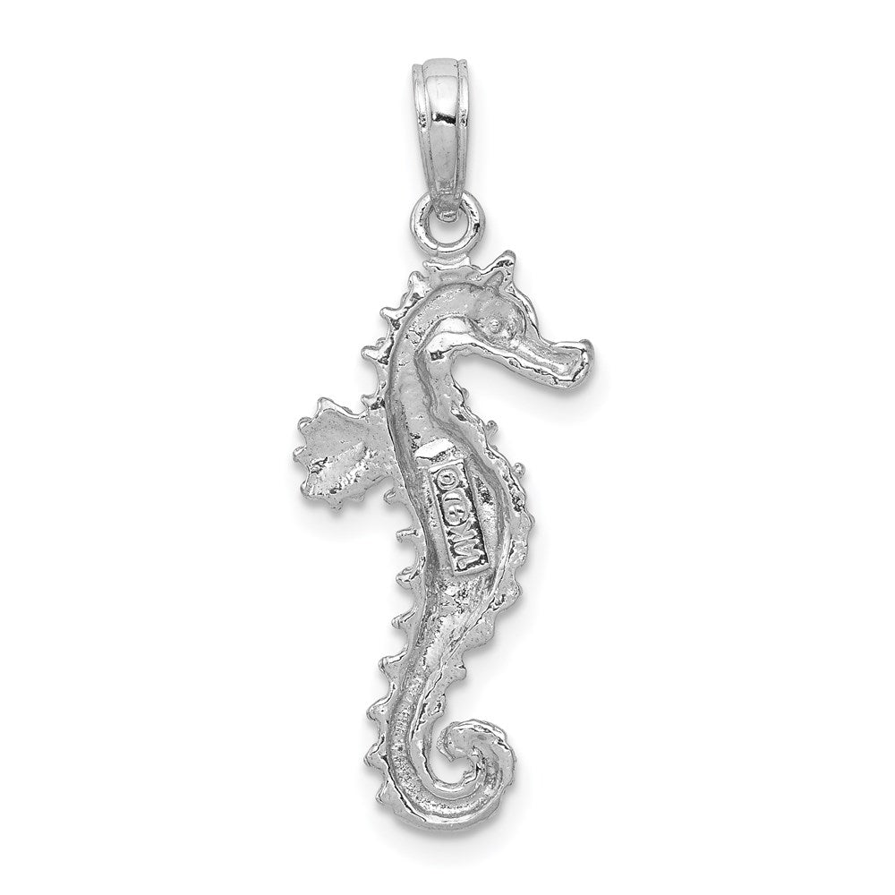 14k White Gold Polished Open-Backed Seahorse Pendant-C2532W