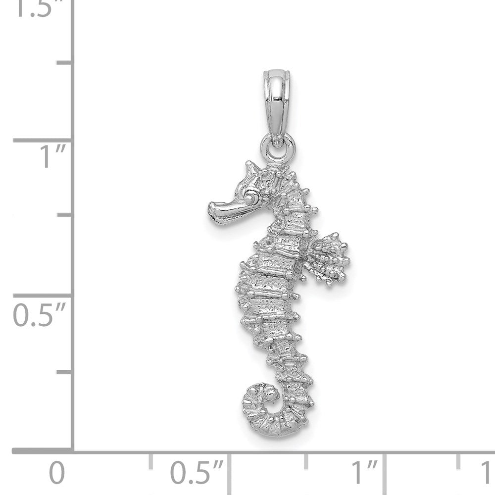 14k White Gold Polished Open-Backed Seahorse Pendant-C2532W