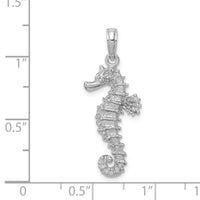 14k White Gold Polished Open-Backed Seahorse Pendant-C2532W
