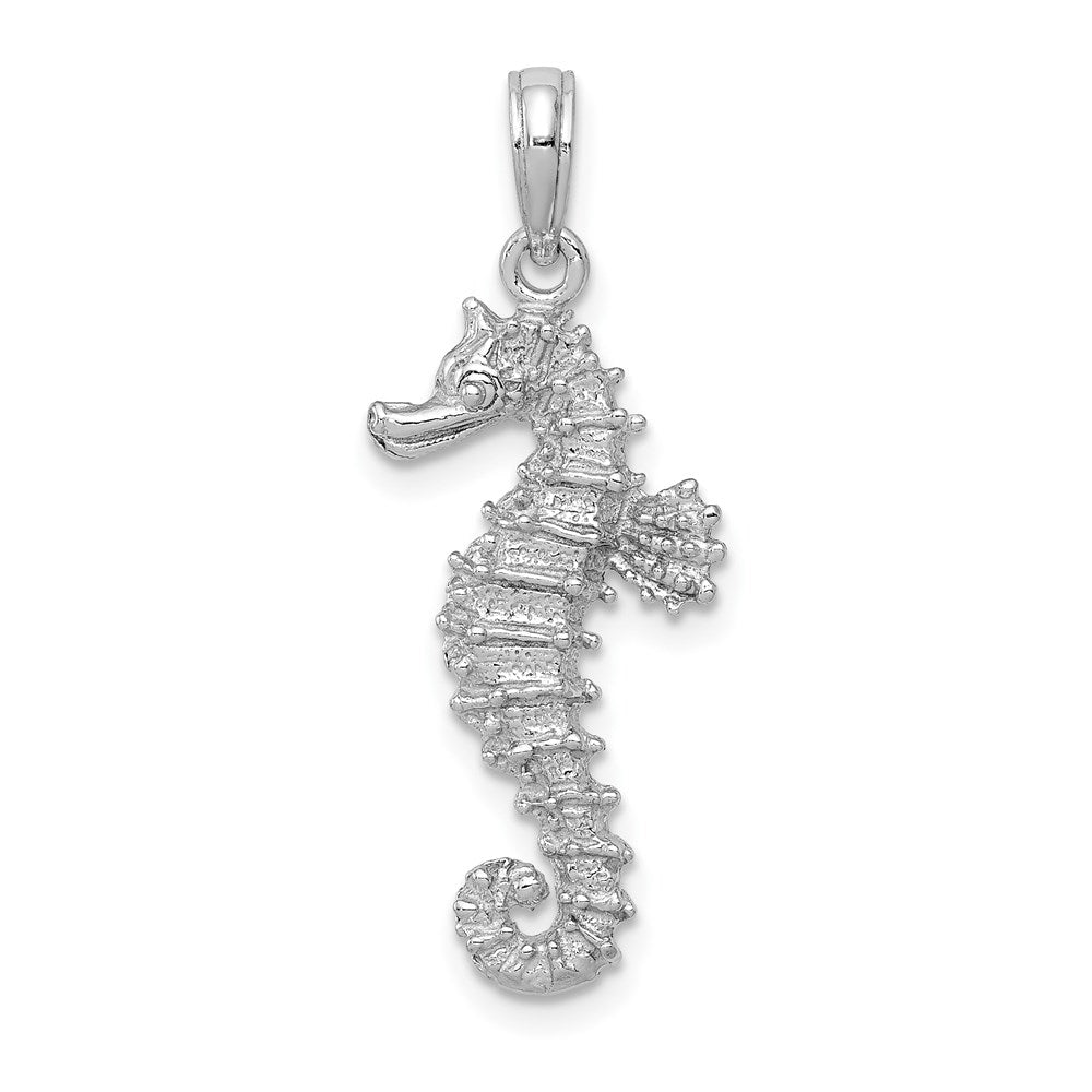 14k White Gold Polished Open-Backed Seahorse Pendant-C2532W