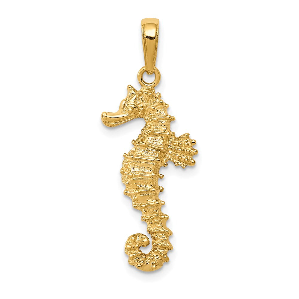 14k Polished Open-Backed Seahorse Pendant-C2532