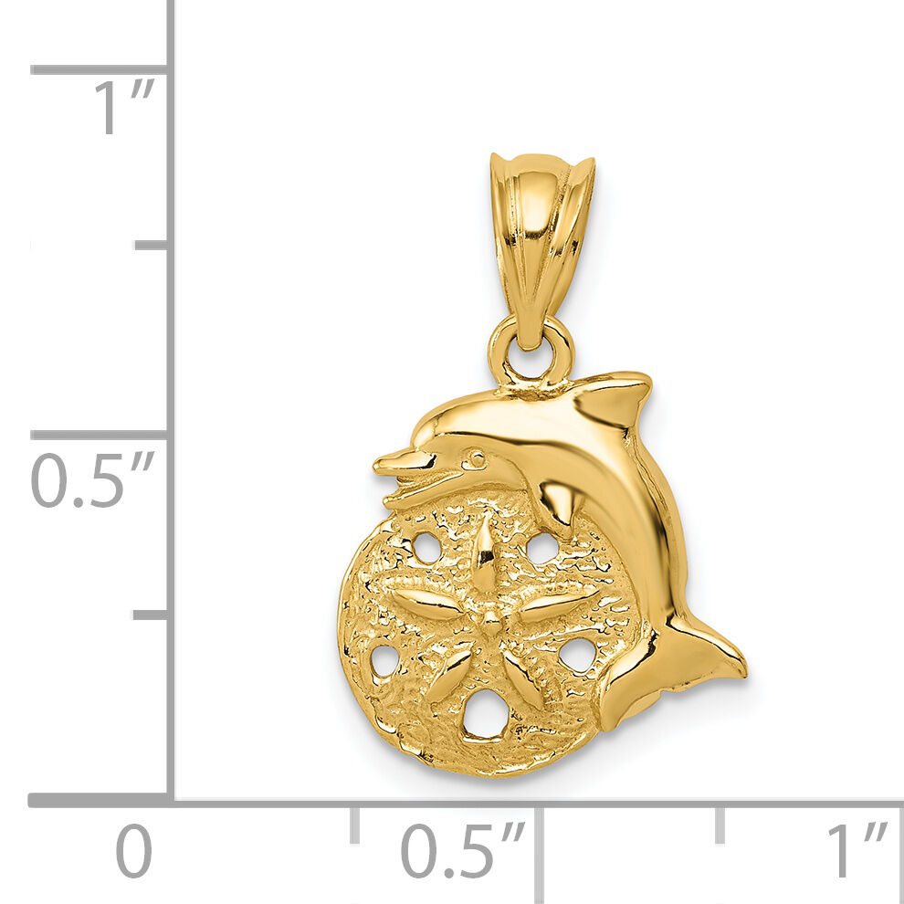 14k Dolphin and Sanddollar Charm-C2536