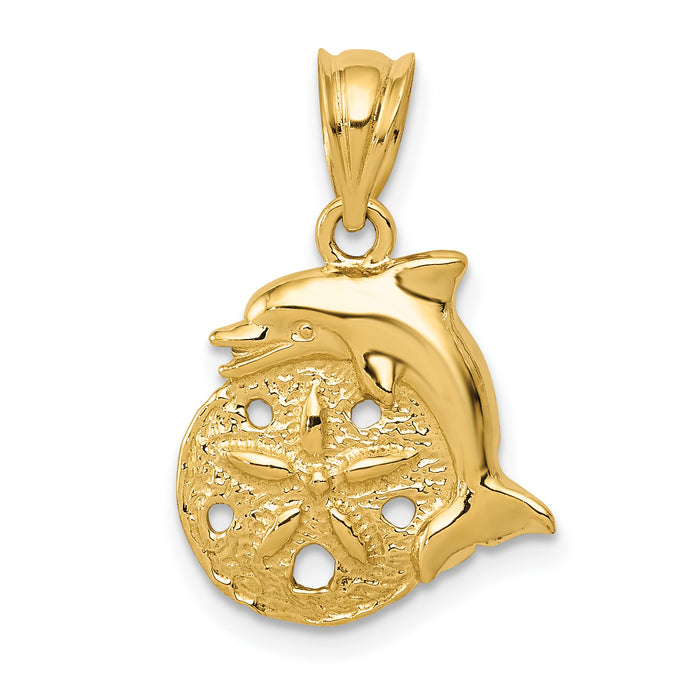 14k Dolphin and Sanddollar Charm-C2536