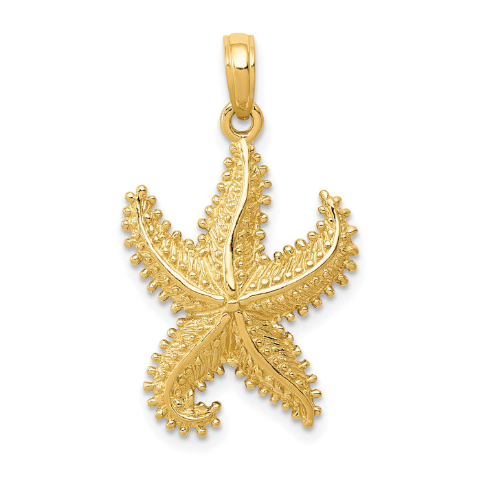 14k Polished Open-Backed Starfish Pendant-C2537