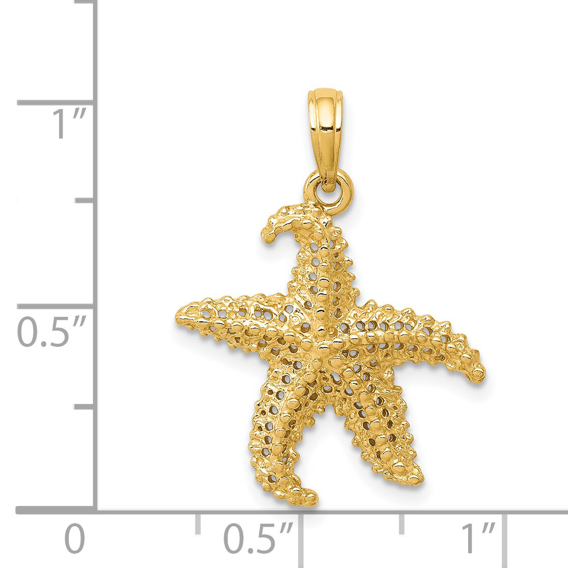 14k Polished Open-Backed Starfish Pendant-C2538