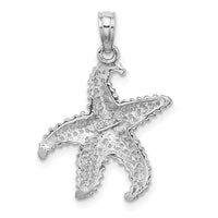 14k White Gold Polished Open-Backed Starfish Pendant-C2538W