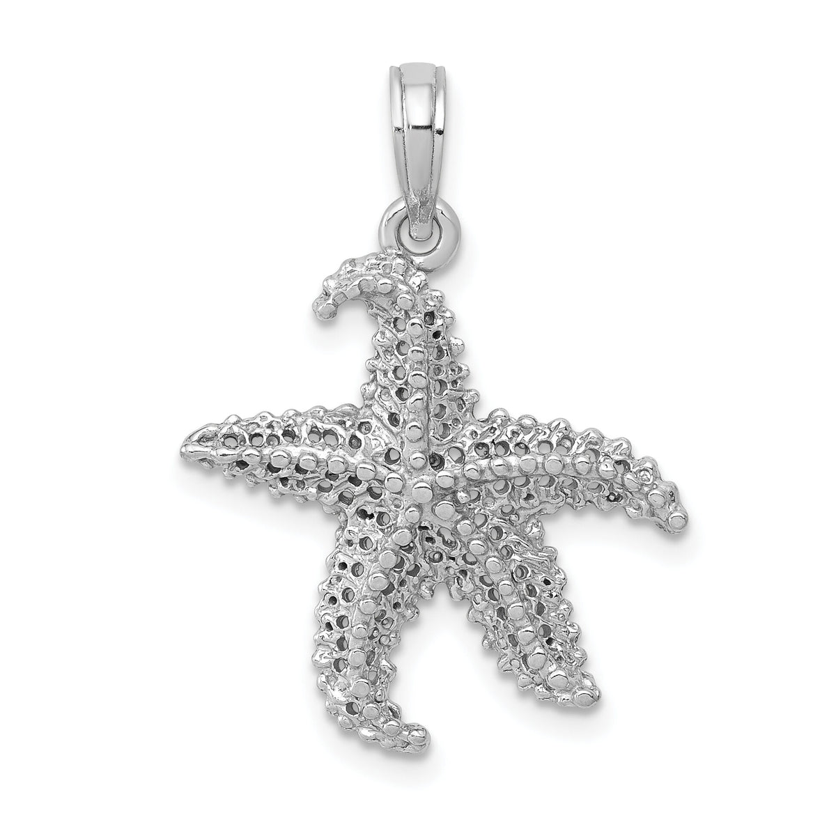 14k White Gold Polished Open-Backed Starfish Pendant-C2538W