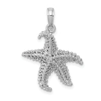 14k White Gold Polished Open-Backed Starfish Pendant-C2538W