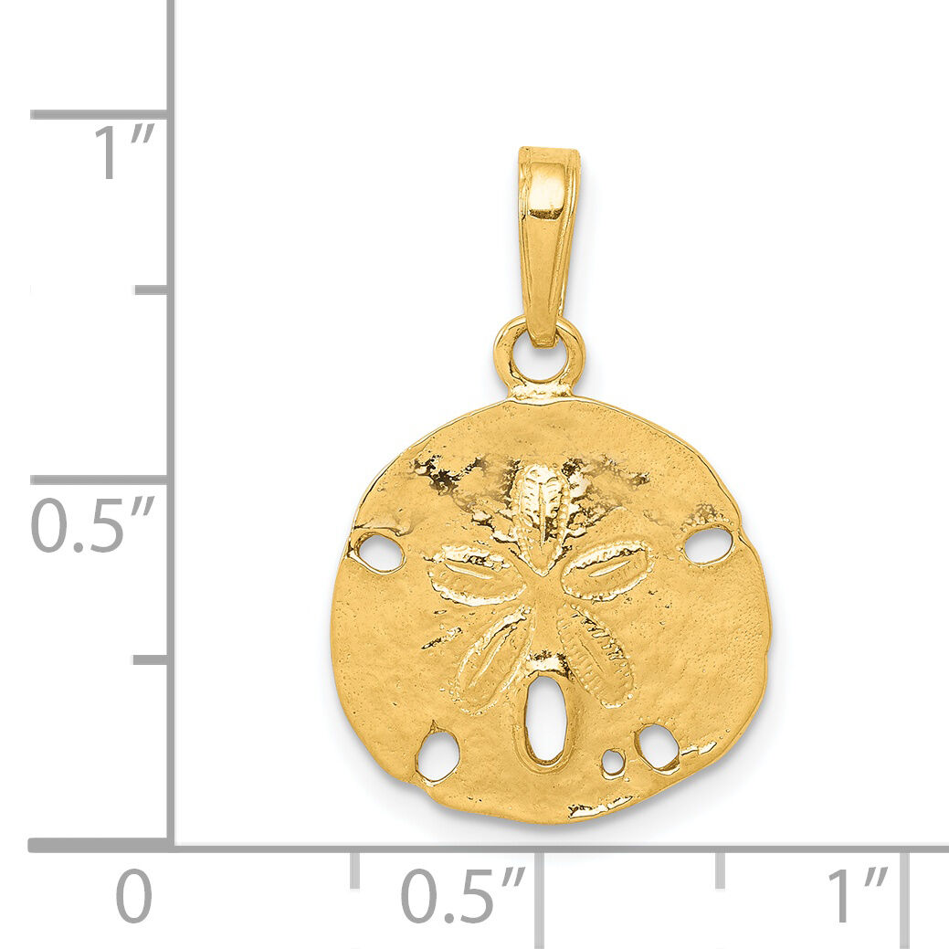 14k Polished Sand Dollar Pendant-C2542