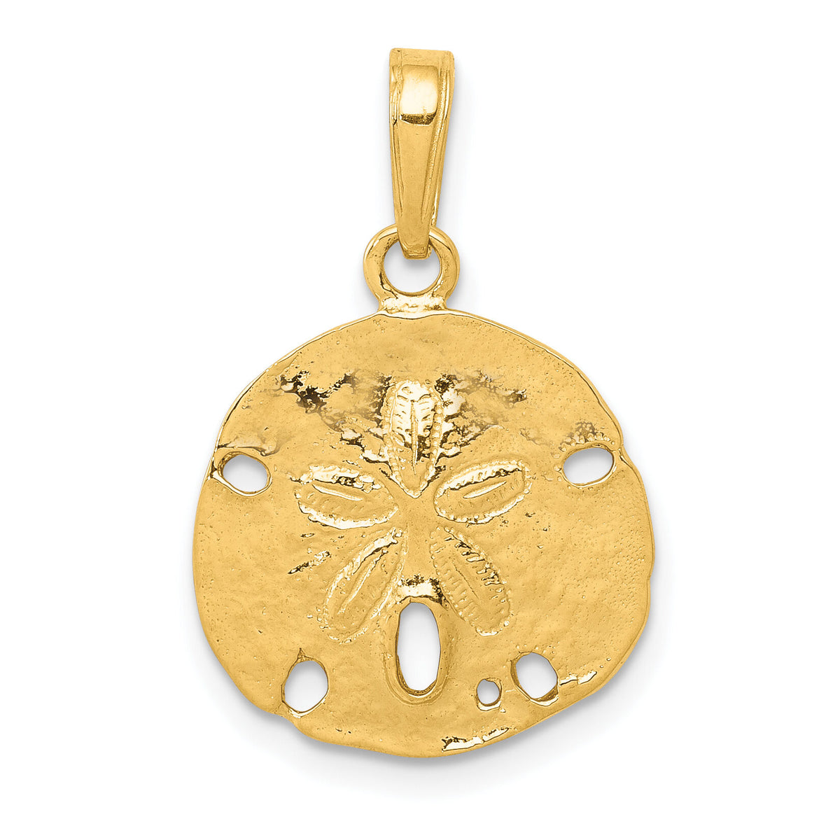 14k Polished Sand Dollar Pendant-C2542