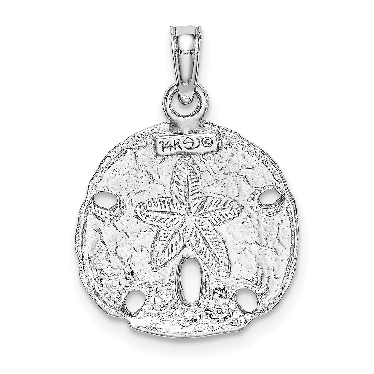 14k White Gold Polished Sand Dollar Pendant-C2542W