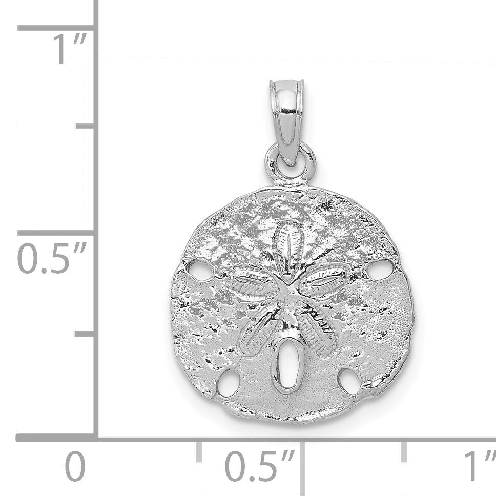 14k White Gold Polished Sand Dollar Pendant-C2542W