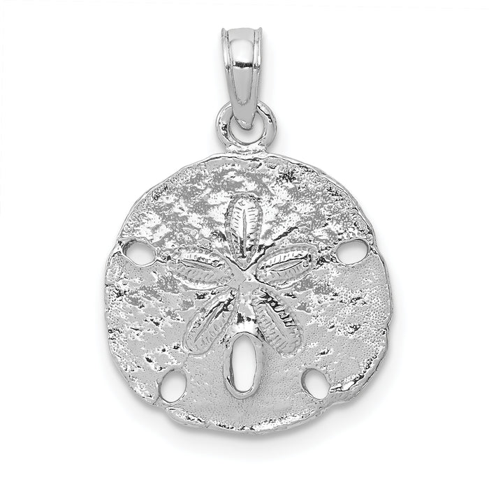 14k White Gold Polished Sand Dollar Pendant-C2542W