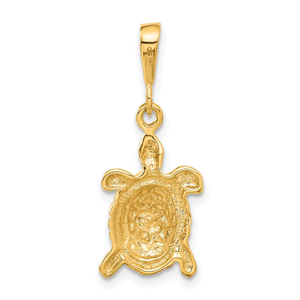 14k Solid Polished Open-Backed Sea Turtle Charm-C2543