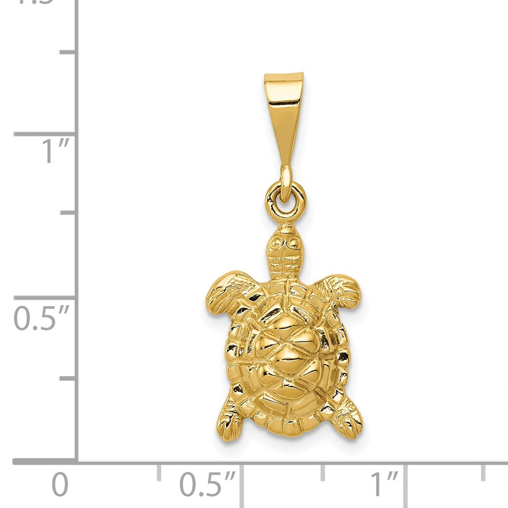14k Solid Polished Open-Backed Sea Turtle Charm-C2543