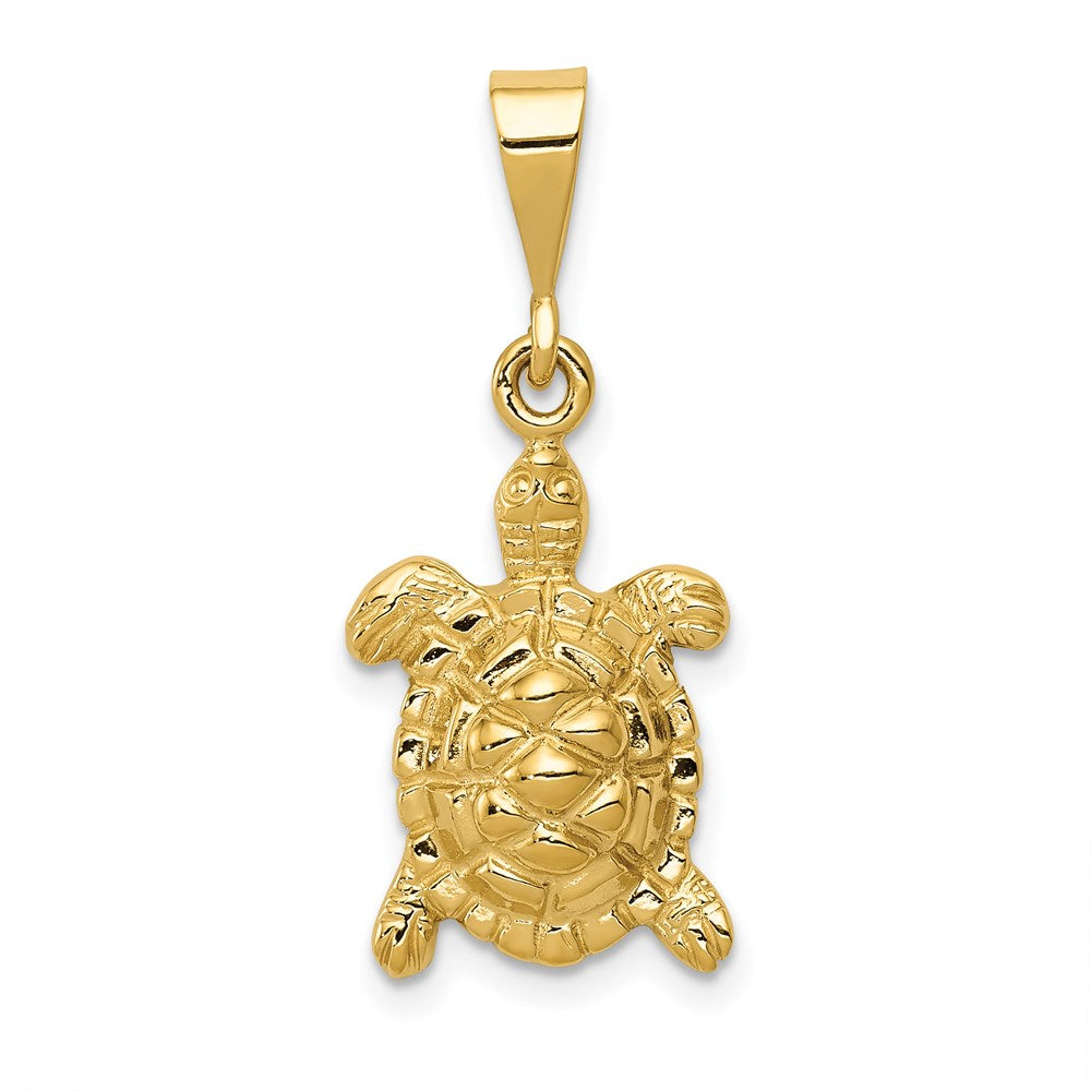 14k Solid Polished Open-Backed Sea Turtle Charm-C2543