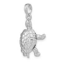 14K White Gold Solid Polished 3-D Moveable Turtle Pendant-C2544W