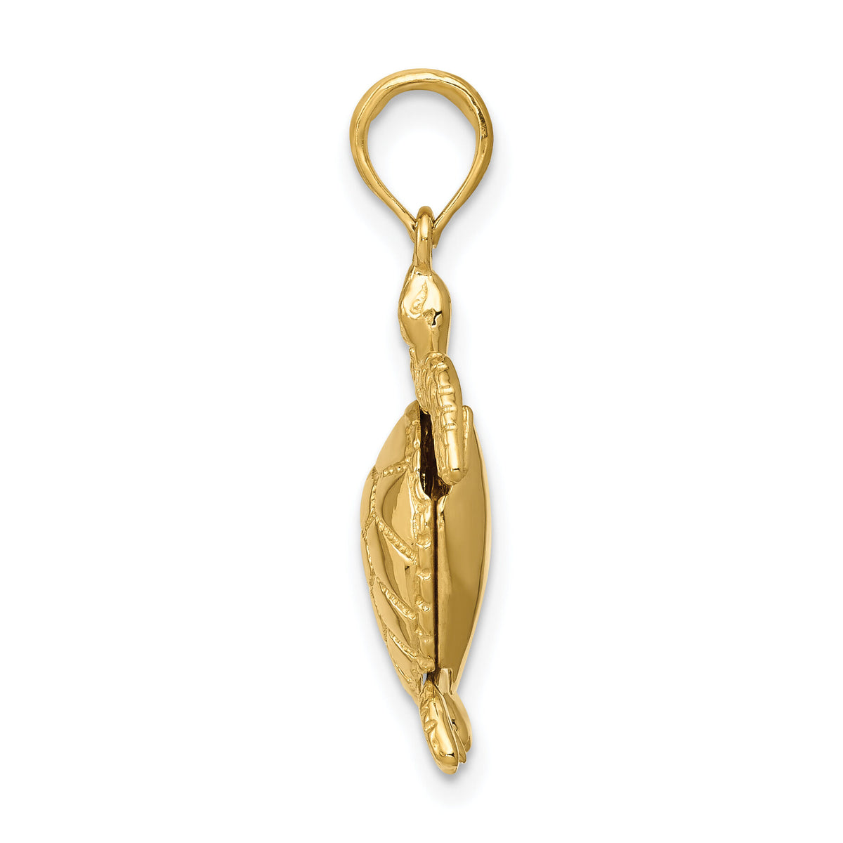 14K Solid Polished 3-D Moveable Turtle Pendant-C2545