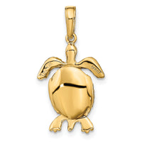 14K Solid Polished 3-D Moveable Turtle Pendant-C2545