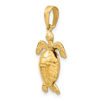 14K Solid Polished 3-D Moveable Turtle Pendant-C2545