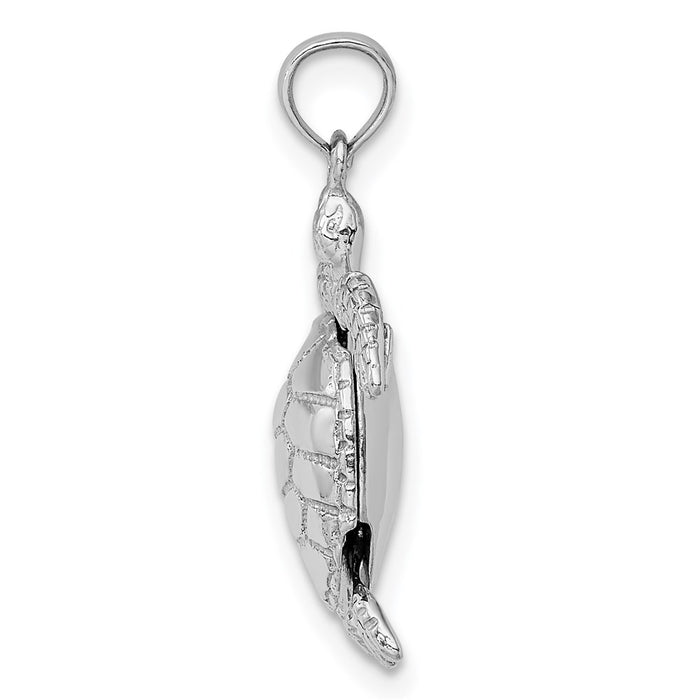 14K White Gold 3-D Moveable Sea Turtle Charm-C2545W