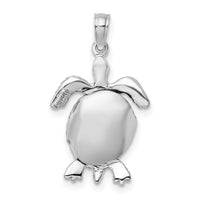 14K White Gold 3-D Moveable Sea Turtle Charm-C2545W