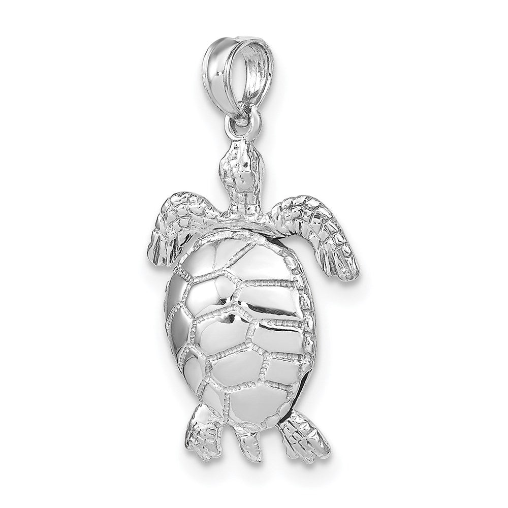 14K White Gold 3-D Moveable Sea Turtle Charm-C2545W