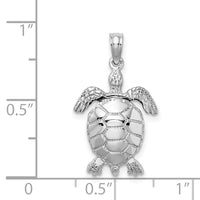 14K White Gold 3-D Moveable Sea Turtle Charm-C2545W