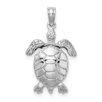 14K White Gold 3-D Moveable Sea Turtle Charm-C2545W