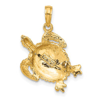 14k Solid Polished Open-Backed Turtle Pendant-C2546