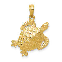 14k Solid Polished Open-Backed Turtle Pendant-C2546