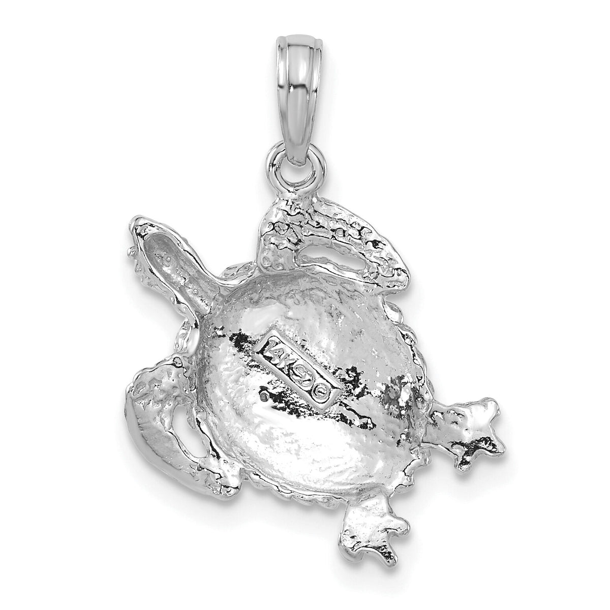 14K White Gold Solid Polished Open-Backed Turtle Pendant-C2546W