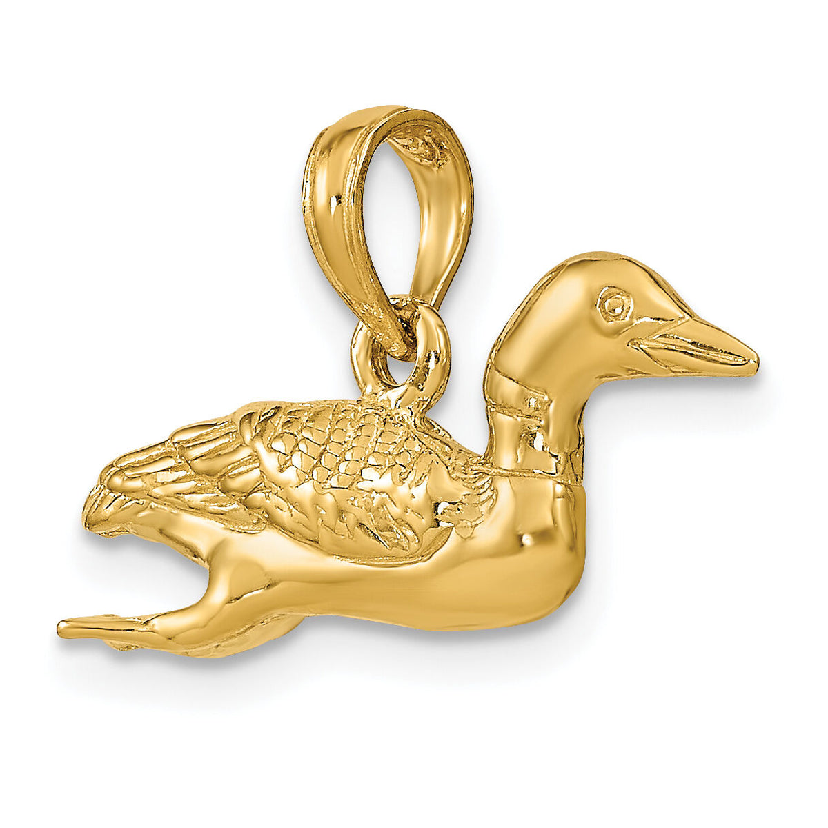 14k Solid Polished 3-Dimensional Mallard Charm-C2553