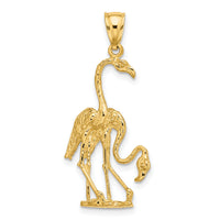 14k Solid Polished 3-Dimensional Double Flamingo Charm-C2557
