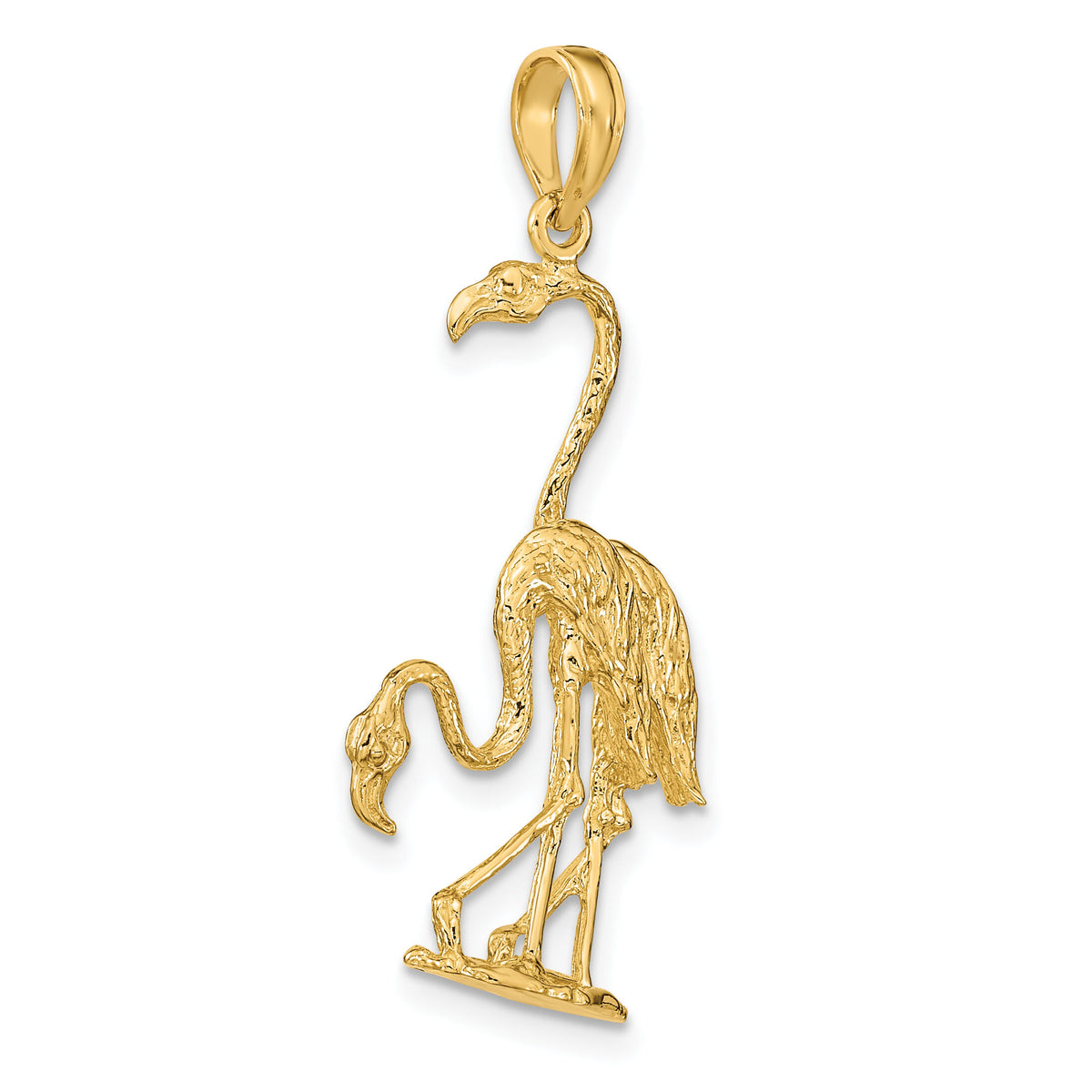 14k Solid Polished 3-Dimensional Double Flamingo Charm-C2557