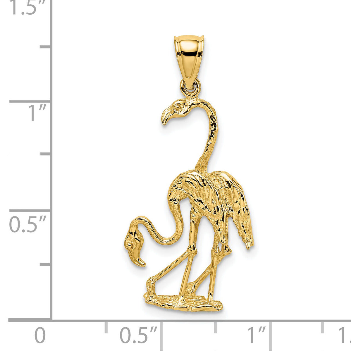14k Solid Polished 3-Dimensional Double Flamingo Charm-C2557