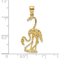 14k Solid Polished 3-Dimensional Double Flamingo Charm-C2557