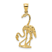 14k Solid Polished 3-Dimensional Double Flamingo Charm-C2557