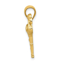 14k Solid Polished Open-Backed Flamingo Pendant-C2559