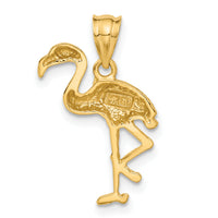 14k Solid Polished Open-Backed Flamingo Pendant-C2559