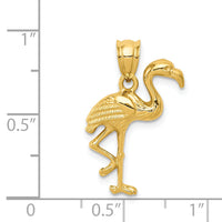 14k Solid Polished Open-Backed Flamingo Pendant-C2559