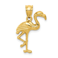 14k Solid Polished Open-Backed Flamingo Pendant-C2559